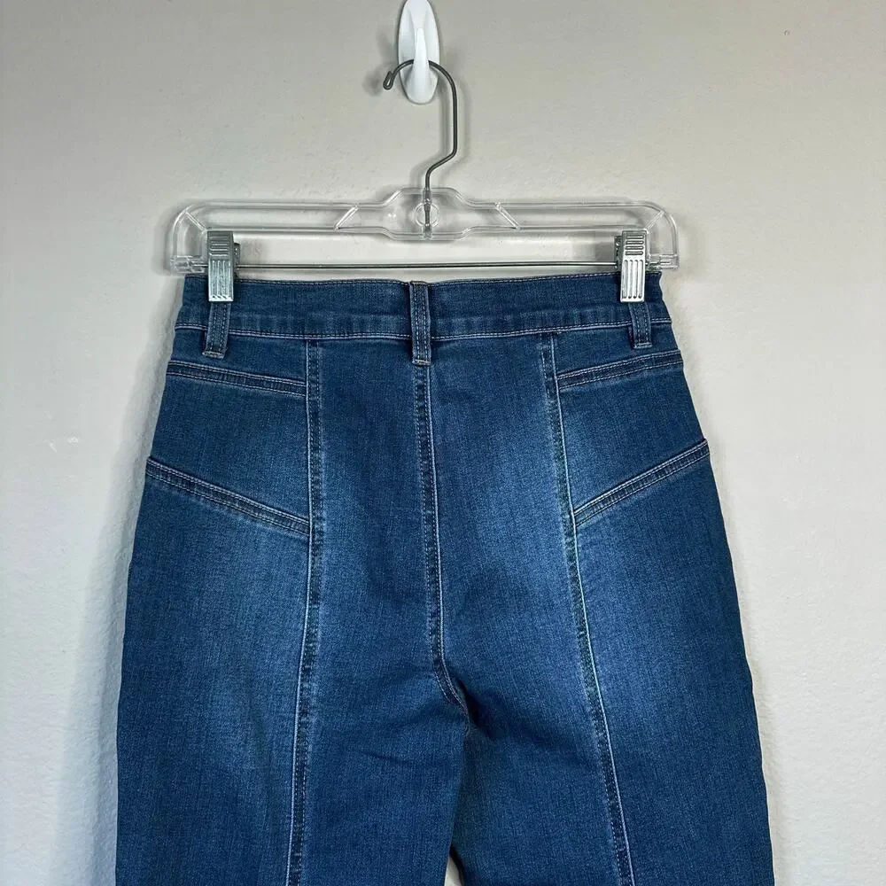 CAMILA COELHO Front Seamed Jeans Tapered Skinny Size 2 Patch Pockets